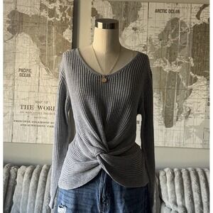 Woven Heart Sweater Women's Size M Color Grey